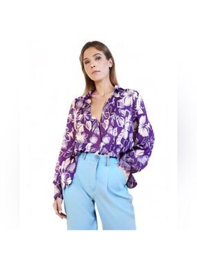 Alfred Dunner Purple & White Hawaiian Print Jacket